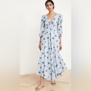 Free People Sea Glass MIDI Dress in Blue Combo Size 2